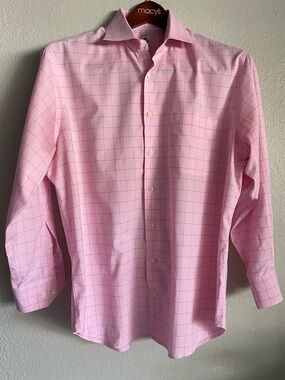 Peter Millar Pink Windowpane Dress Shirt
